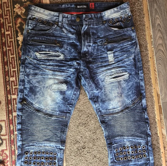 HOST PICK🎉🎊MAKOBI MK never worn distressed designer mens jeans 👖 sz36x34 - Picture 5 of 13